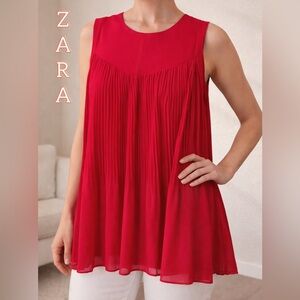 ✨ Red chiffon pleated blouse | Zara TRF